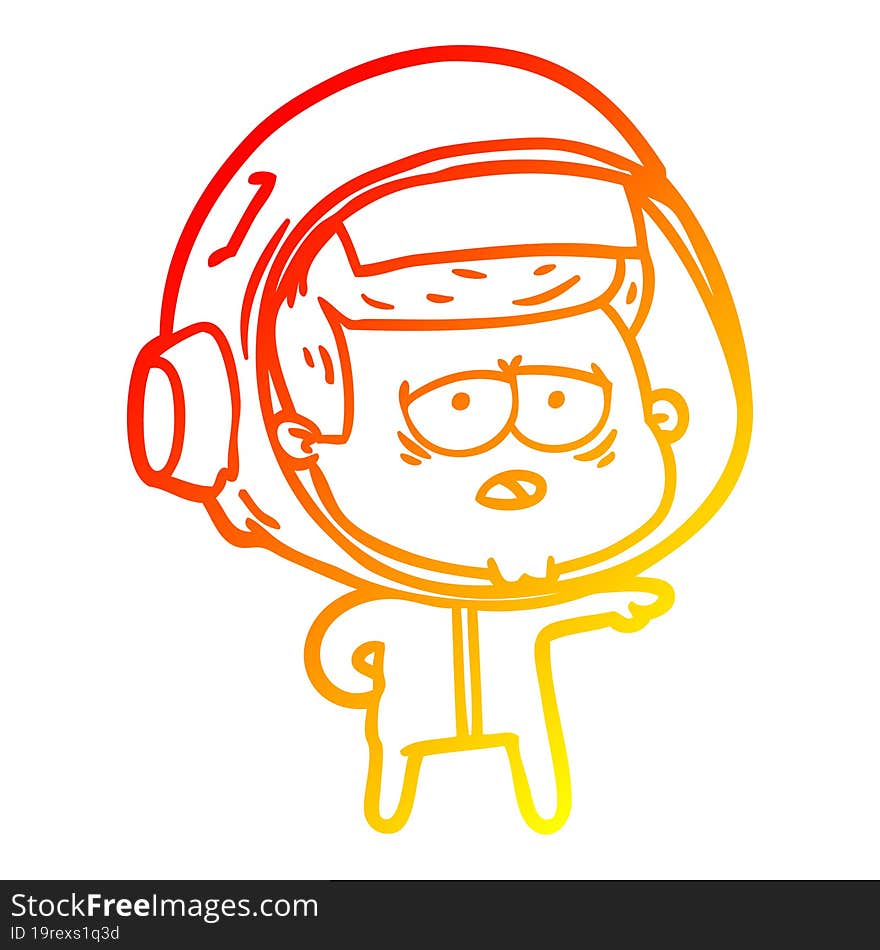 warm gradient line drawing cartoon tired astronaut