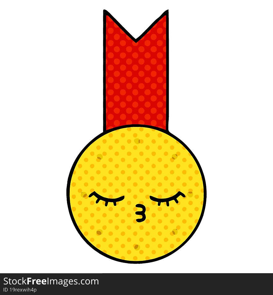 comic book style cartoon gold medal