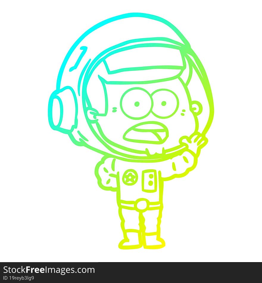 cold gradient line drawing cartoon surprised astronaut