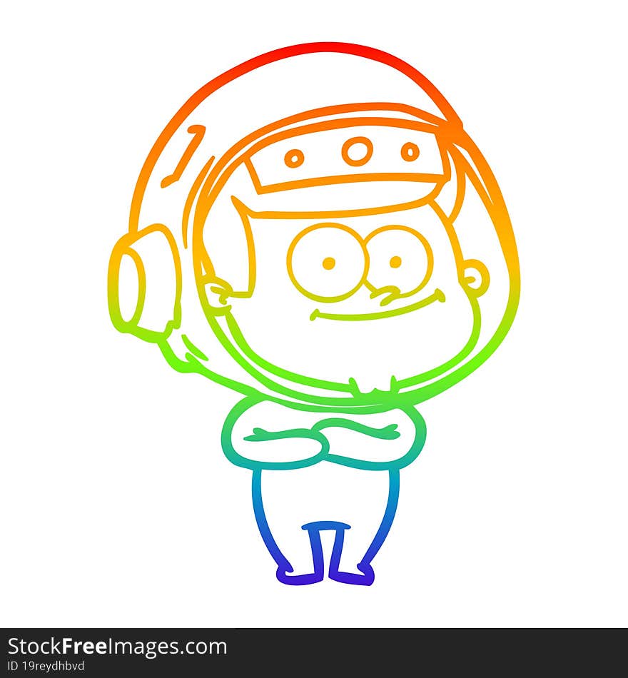 rainbow gradient line drawing happy astronaut cartoon