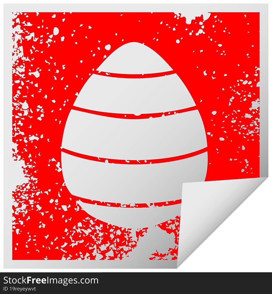 quirky distressed square peeling sticker symbol easter egg