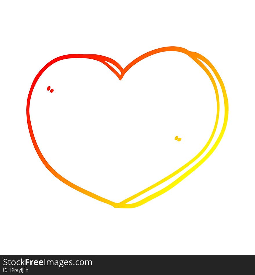 warm gradient line drawing cartoon love heart