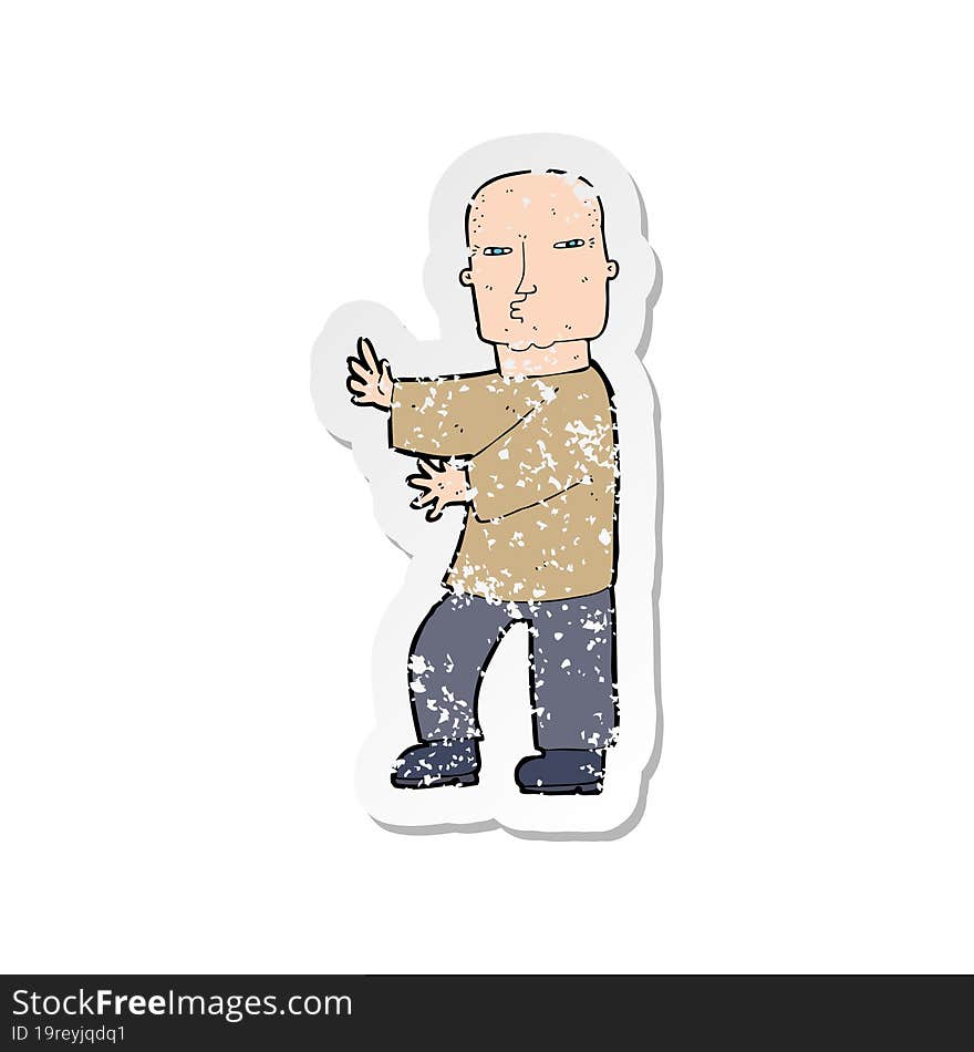 retro distressed sticker of a cartoon tough man