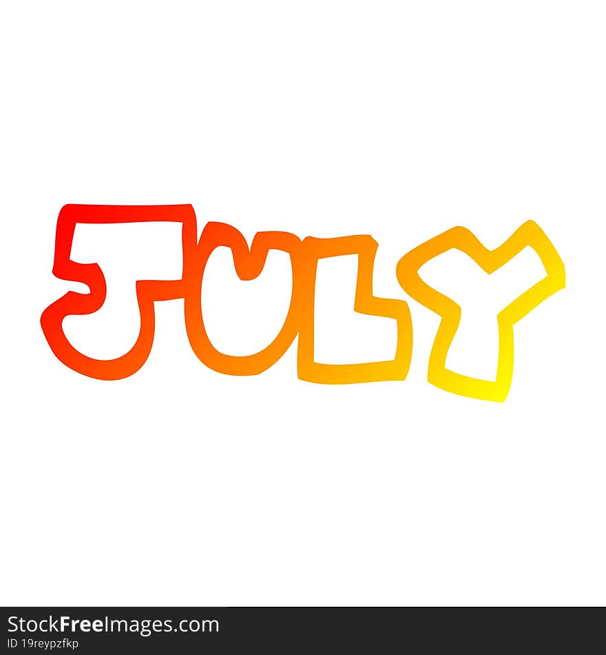 warm gradient line drawing of a cartoon month of july