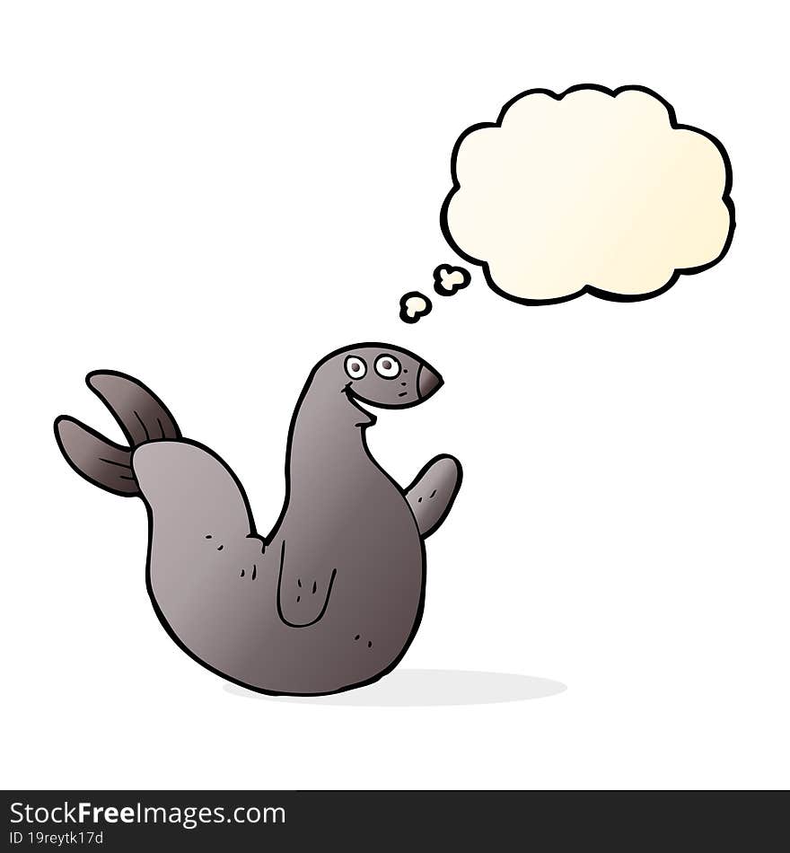 Cartoon Happy Seal With Thought Bubble