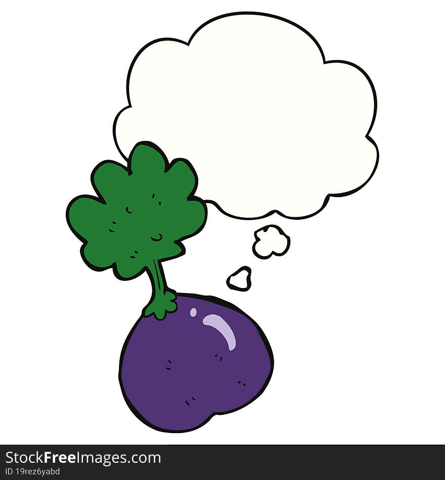 cartoon vegetable and thought bubble