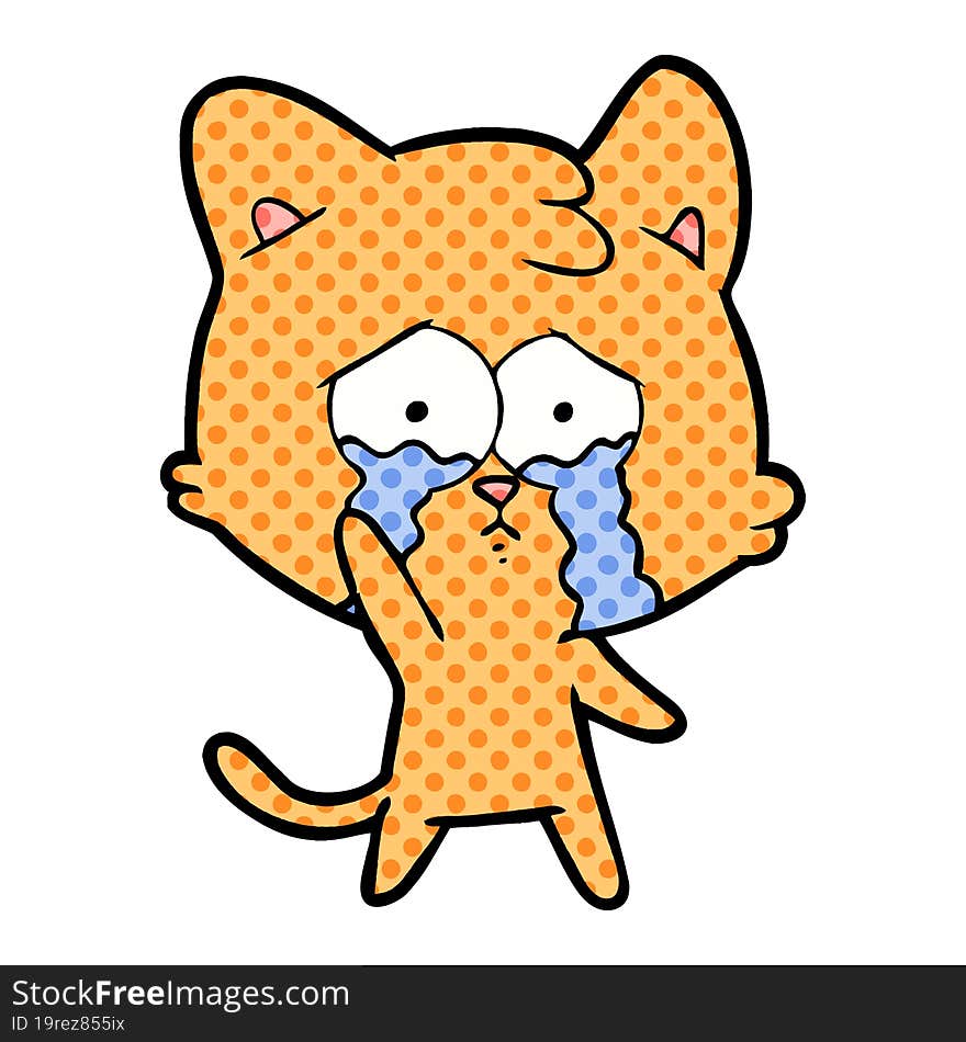 cartoon crying cat. cartoon crying cat