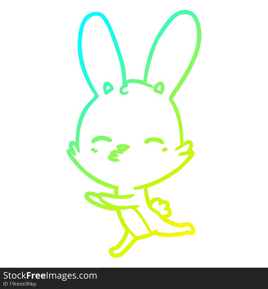 cold gradient line drawing of a curious bunny cartoon