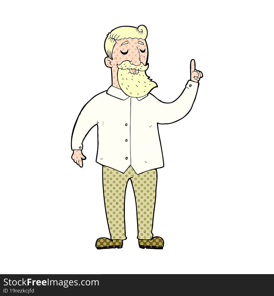 cartoon bearded man with idea