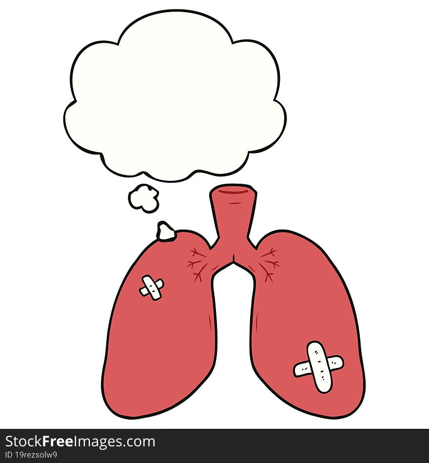 cartoon repaired lungs and thought bubble