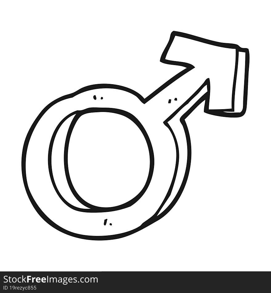 black and white cartoon male symbol