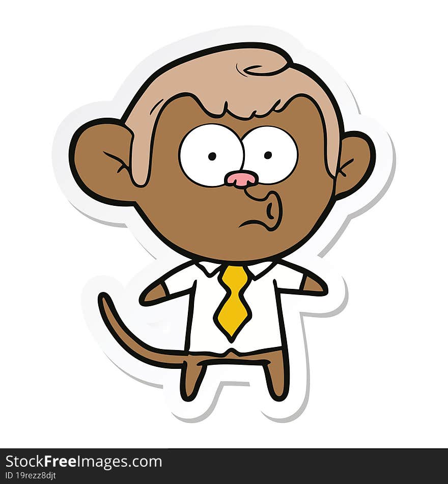 sticker of a cartoon office monkey