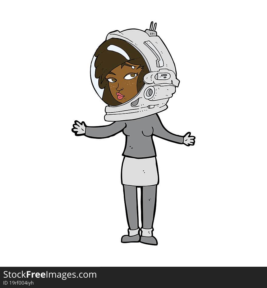 cartoon woman wearing astronaut helmet