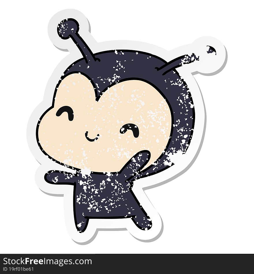 Distressed Sticker Cartoon Kawaii Of A Cute Lady Bug