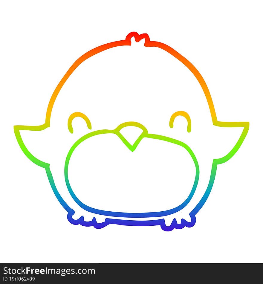 rainbow gradient line drawing cartoon penguin