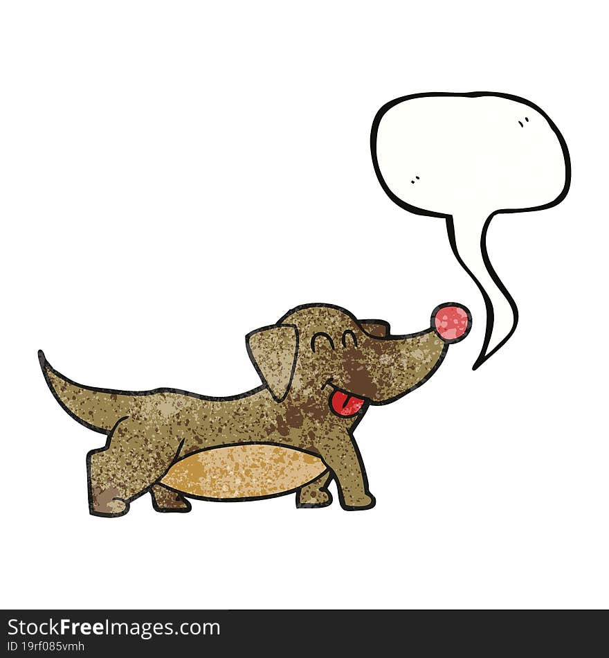 speech bubble textured cartoon happy little dog