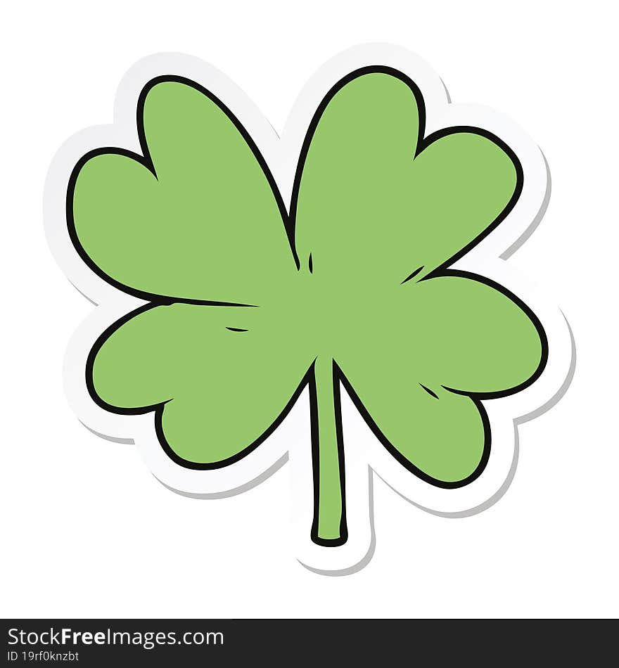 sticker of a cartoon four leaf clover