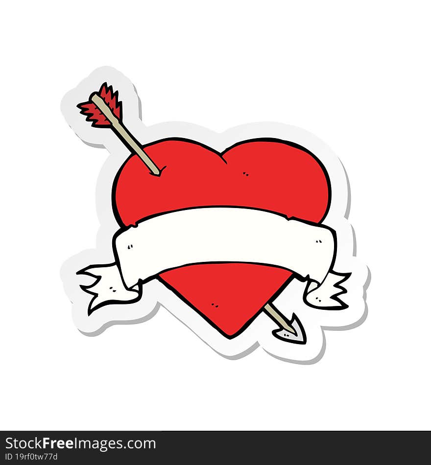 sticker of a cartoon love heart tattoo