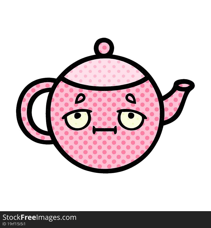 comic book style cartoon teapot