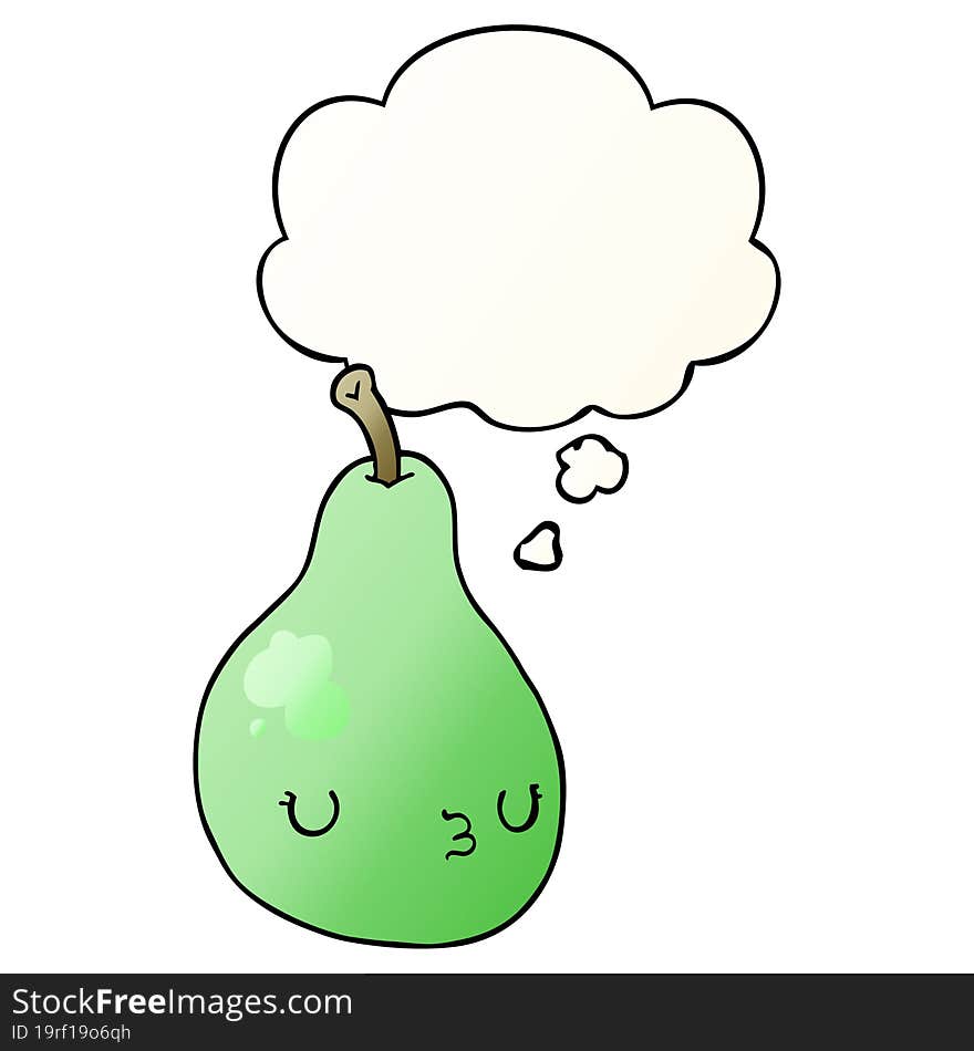 cartoon pear and thought bubble in smooth gradient style