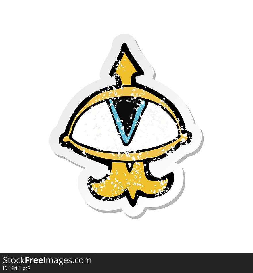 retro distressed sticker of a cartoon mystic eye symbol