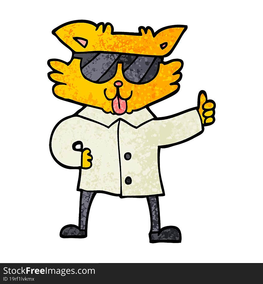 grunge textured illustration cartoon cool cat