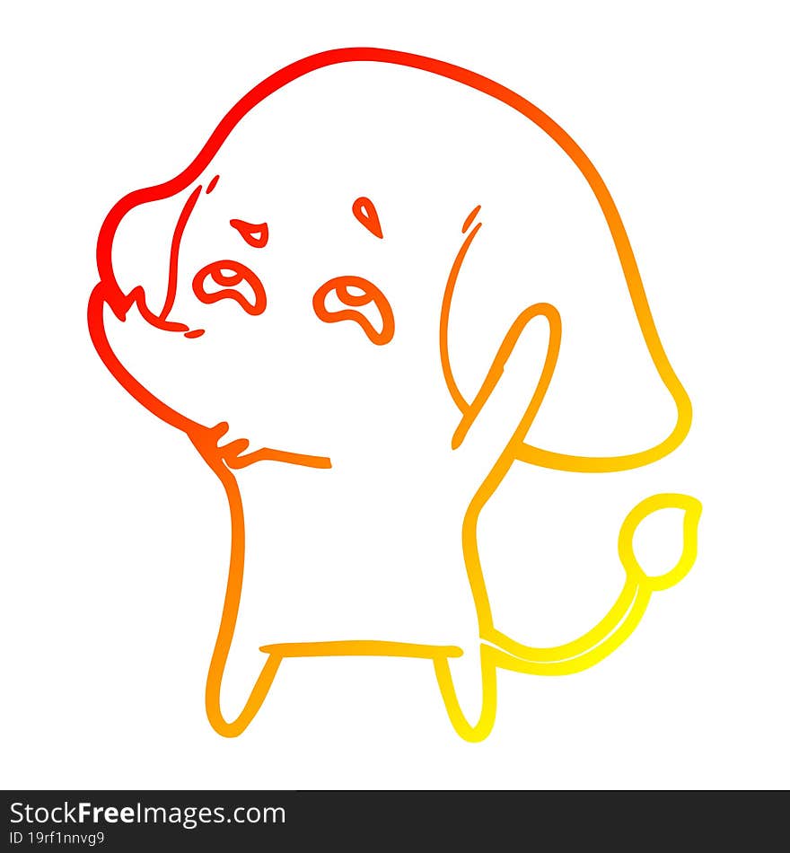 warm gradient line drawing cartoon elephant remembering