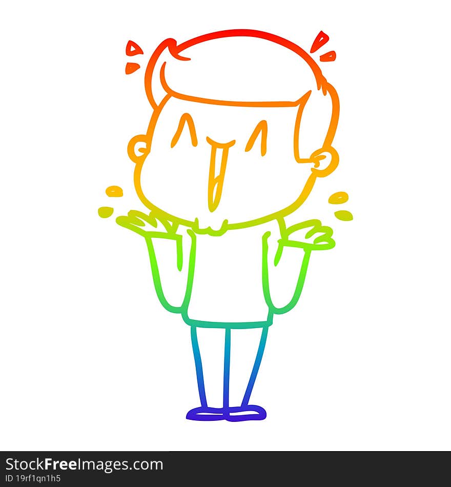 rainbow gradient line drawing cartoon excited man