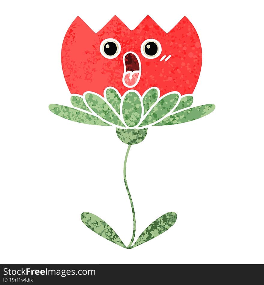 retro illustration style cartoon of a flower