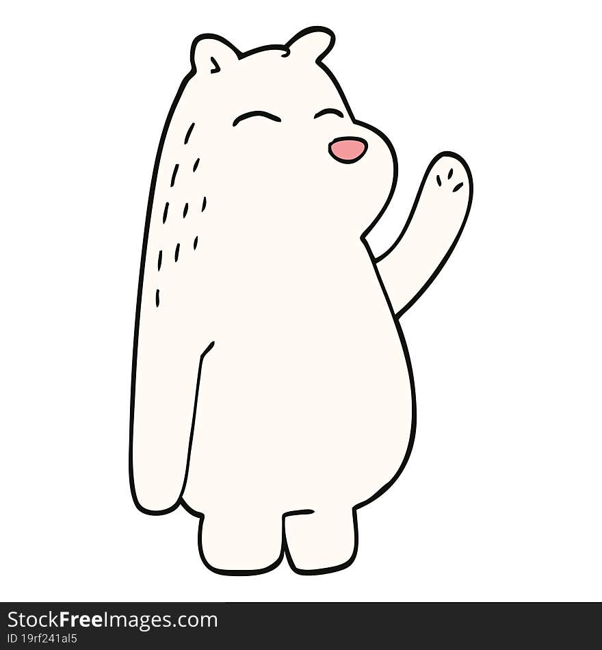 cartoon doodle polar bear waving