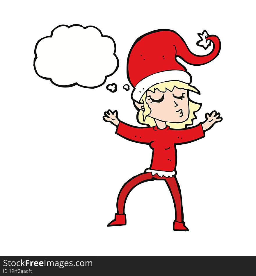 Santa S Helper Cartoon With Thought Bubble