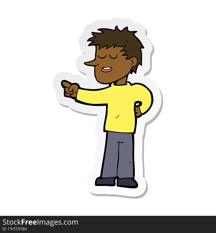 Sticker Of A Cartoon Man Pointing