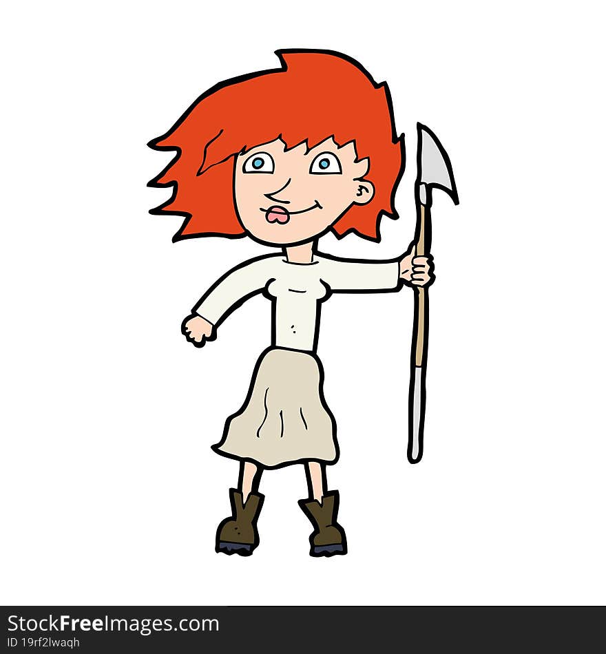 Cartoon Woman With Spear