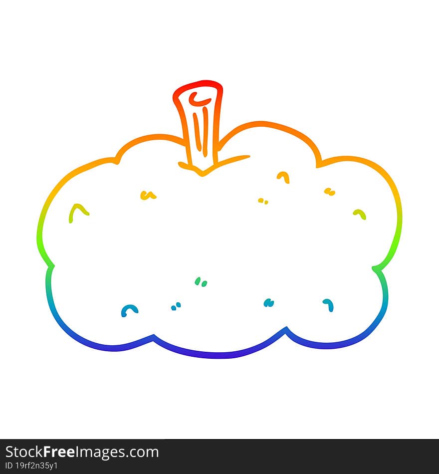 rainbow gradient line drawing of a cartoon pumpkin