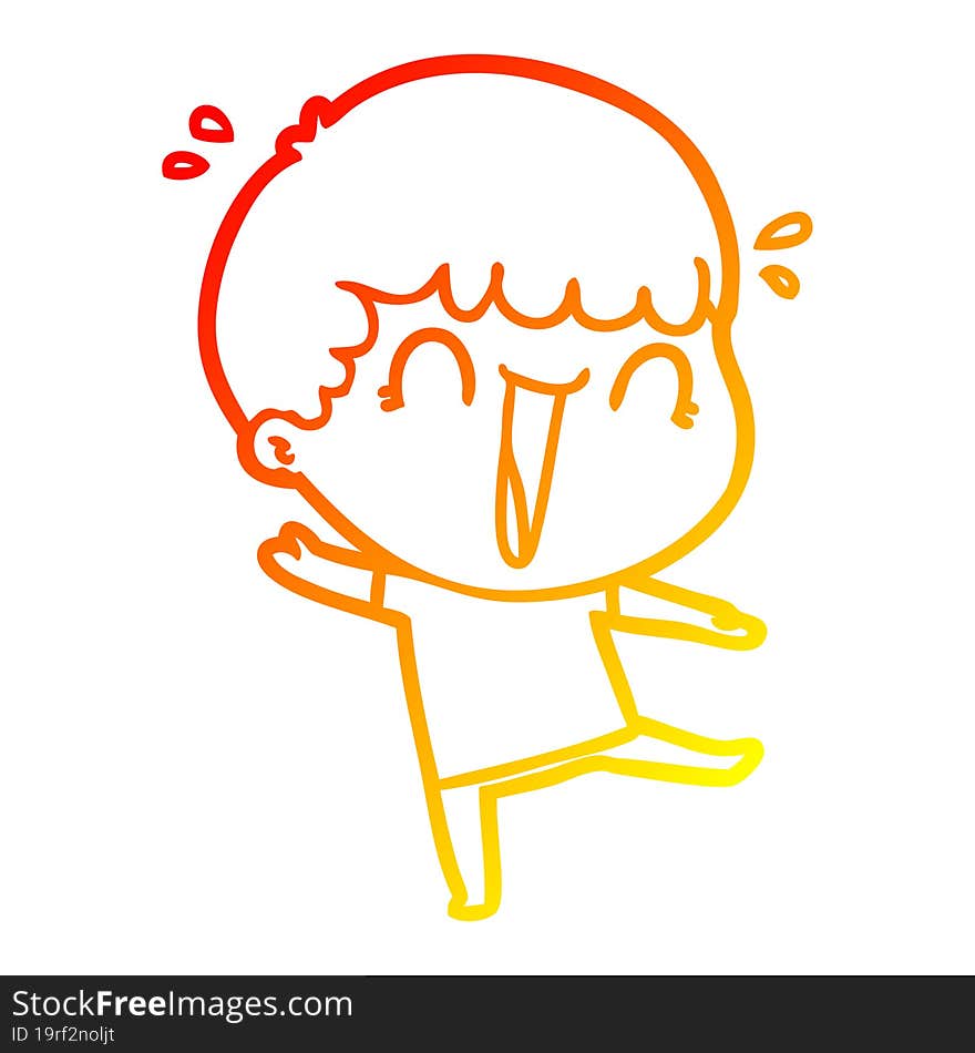 Warm Gradient Line Drawing Laughing Cartoon Man