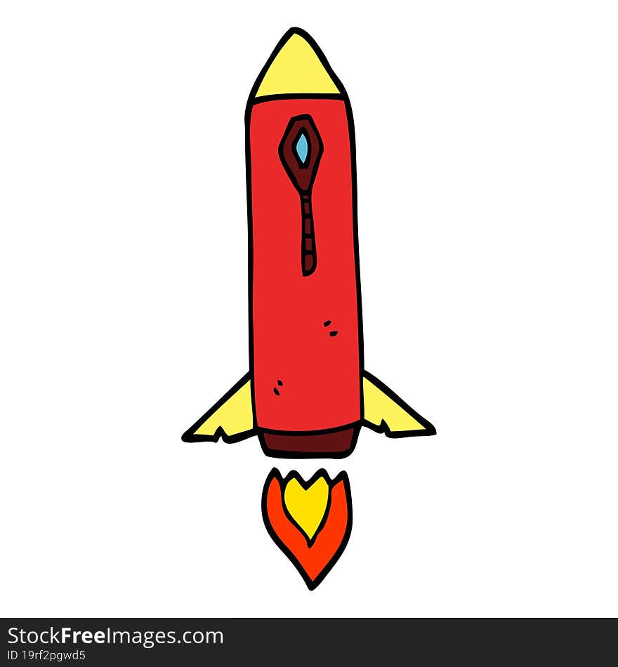 cartoon doodle space rocket