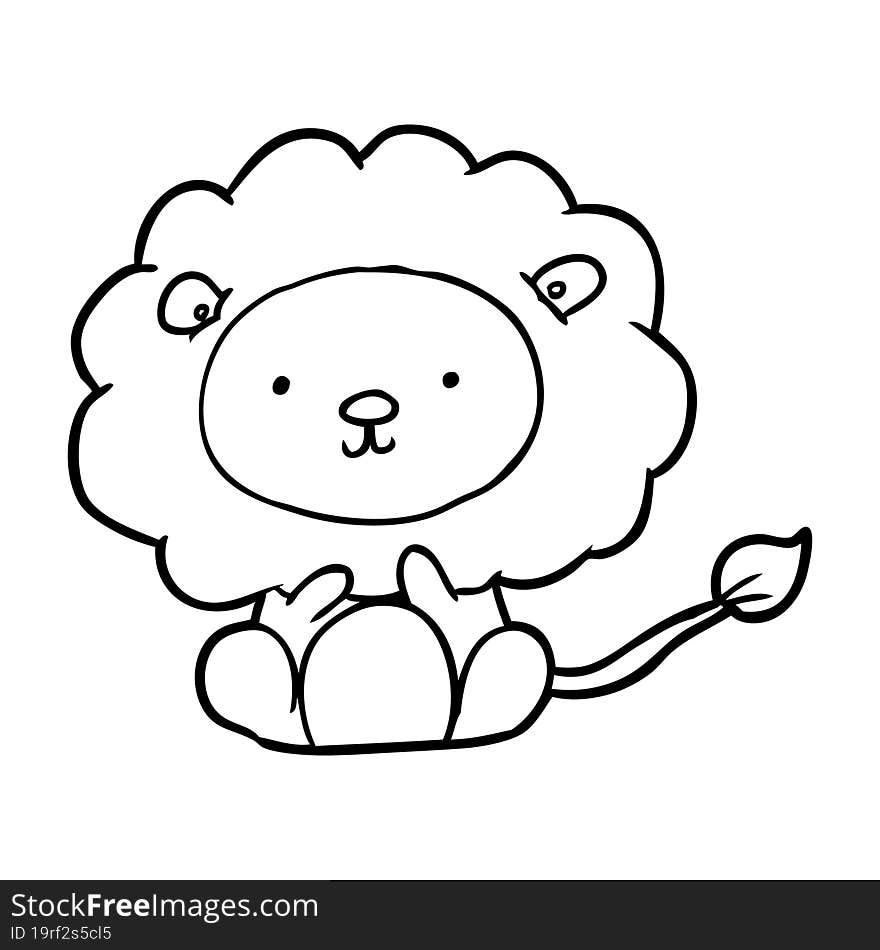 cute line drawing of a lion. cute line drawing of a lion