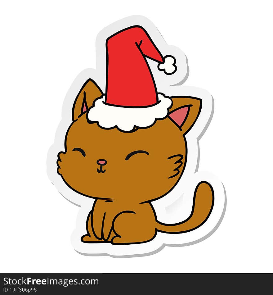 Christmas Sticker Cartoon Of Kawaii Cat