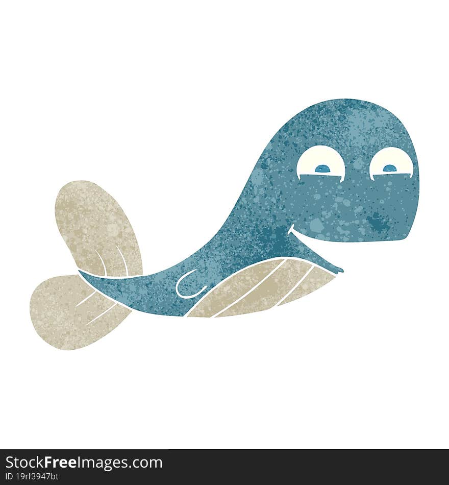 retro cartoon whale