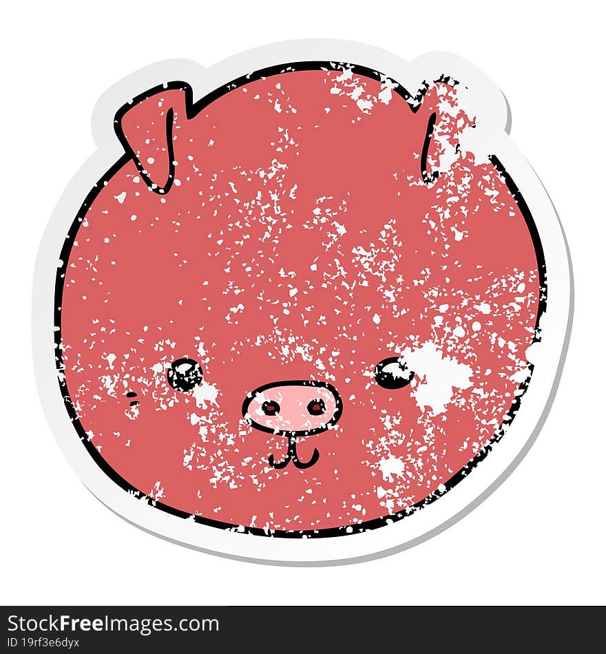 distressed sticker of a cartoon pig