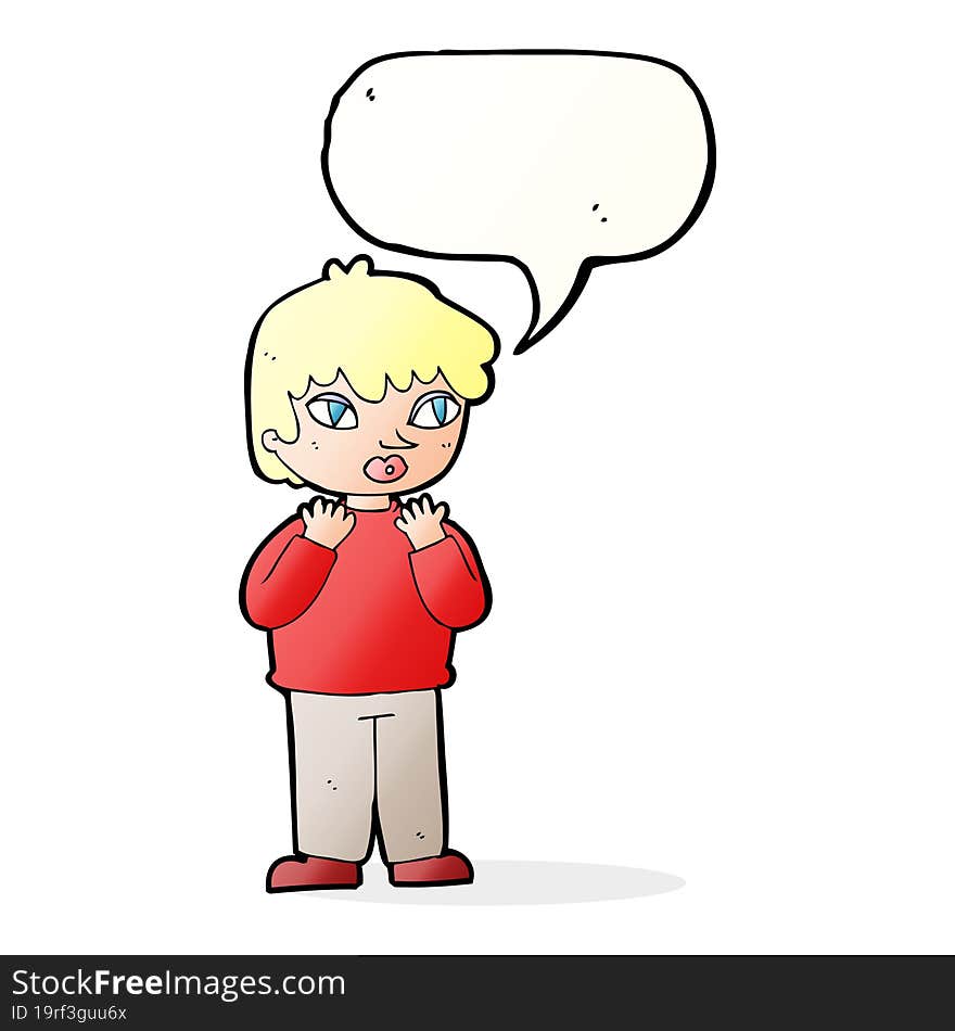 Cartoon Worried Person With Speech Bubble