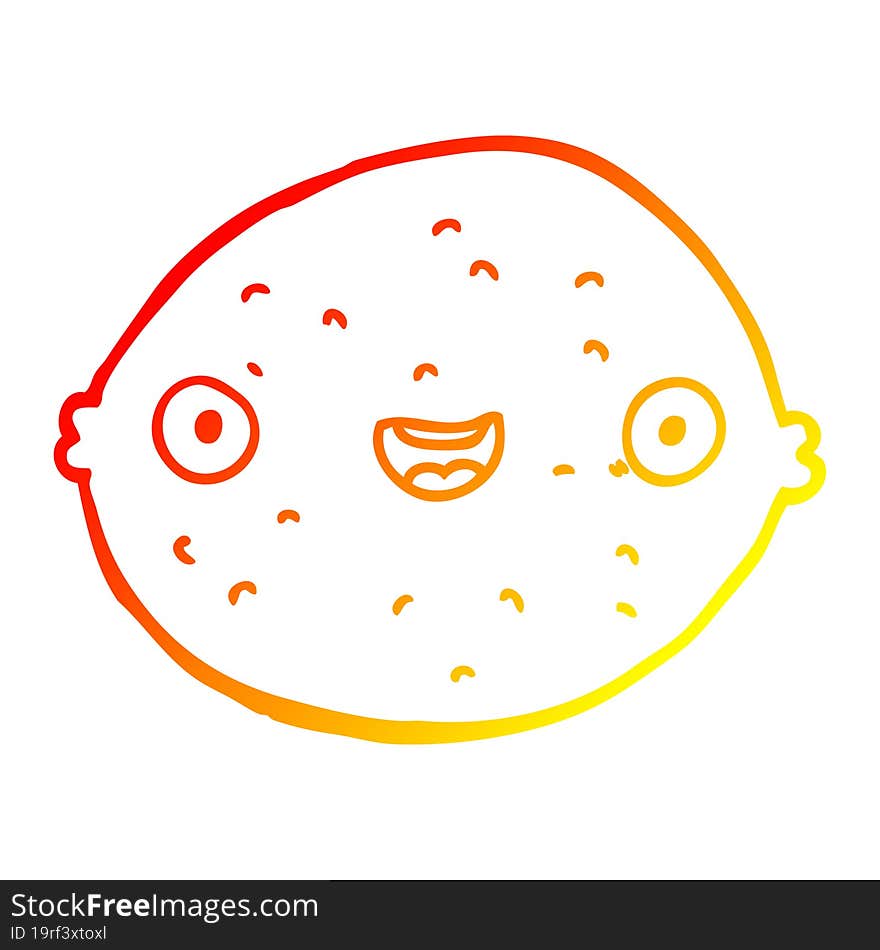 warm gradient line drawing cartoon lemon