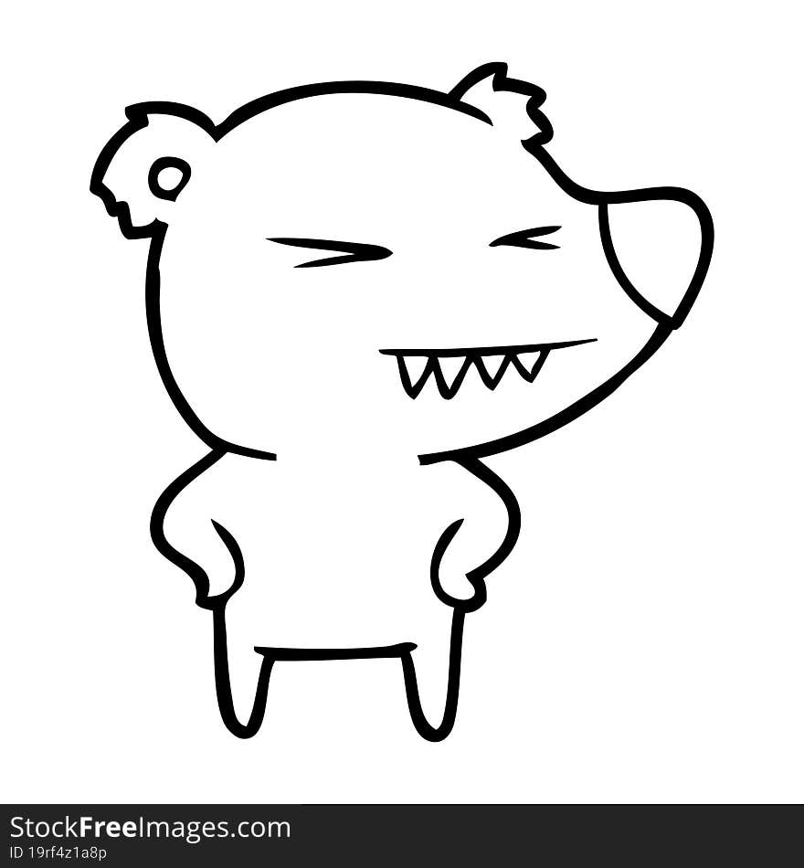 angry bear cartoon with hands on hips. angry bear cartoon with hands on hips