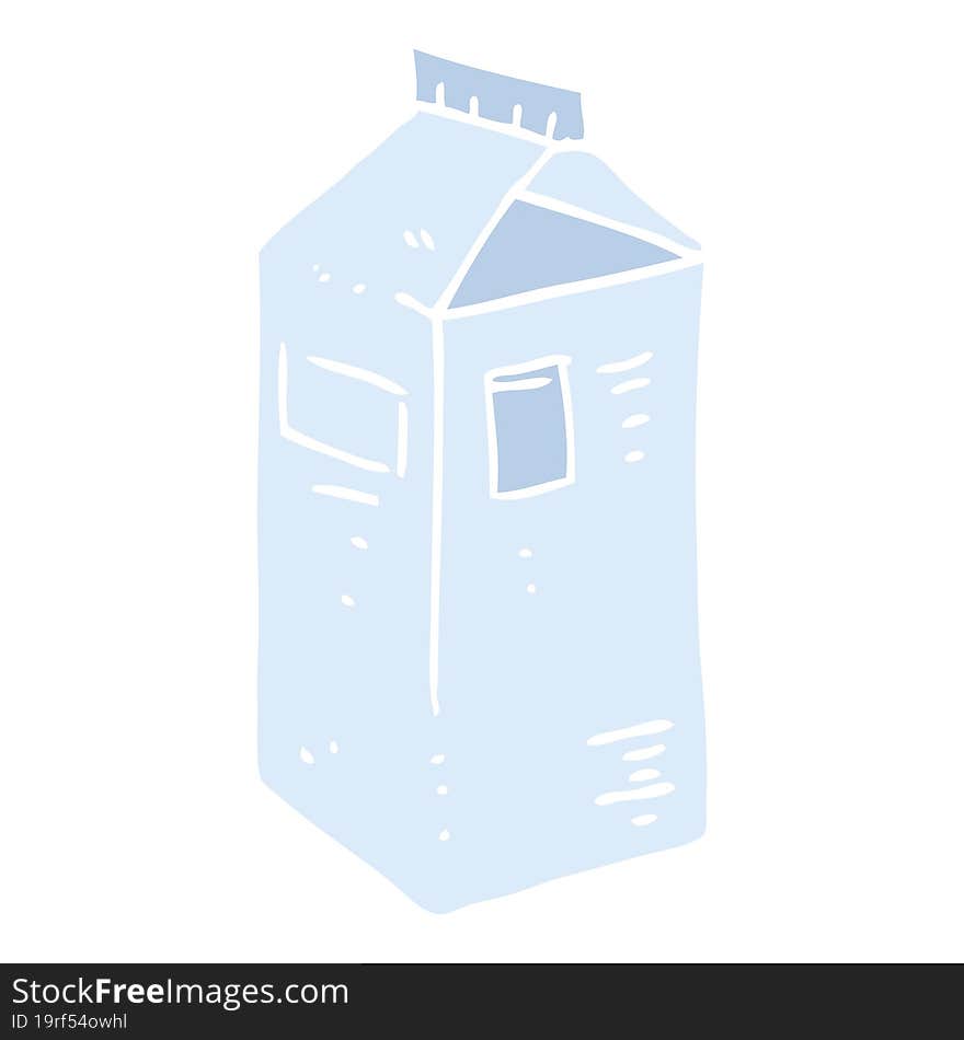 flat color illustration of a cartoon milk carton