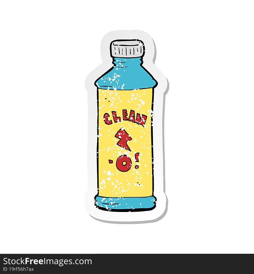 retro distressed sticker of a cartoon cleaning product