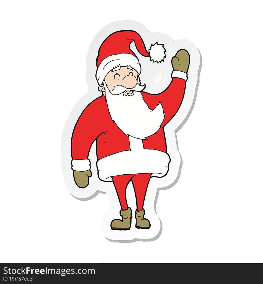 sticker of a cartoon santa claus