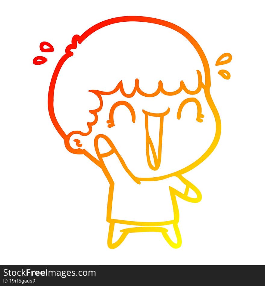 warm gradient line drawing of a laughing cartoon man