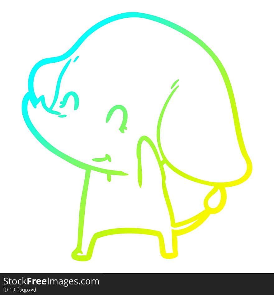 cold gradient line drawing cute cartoon elephant