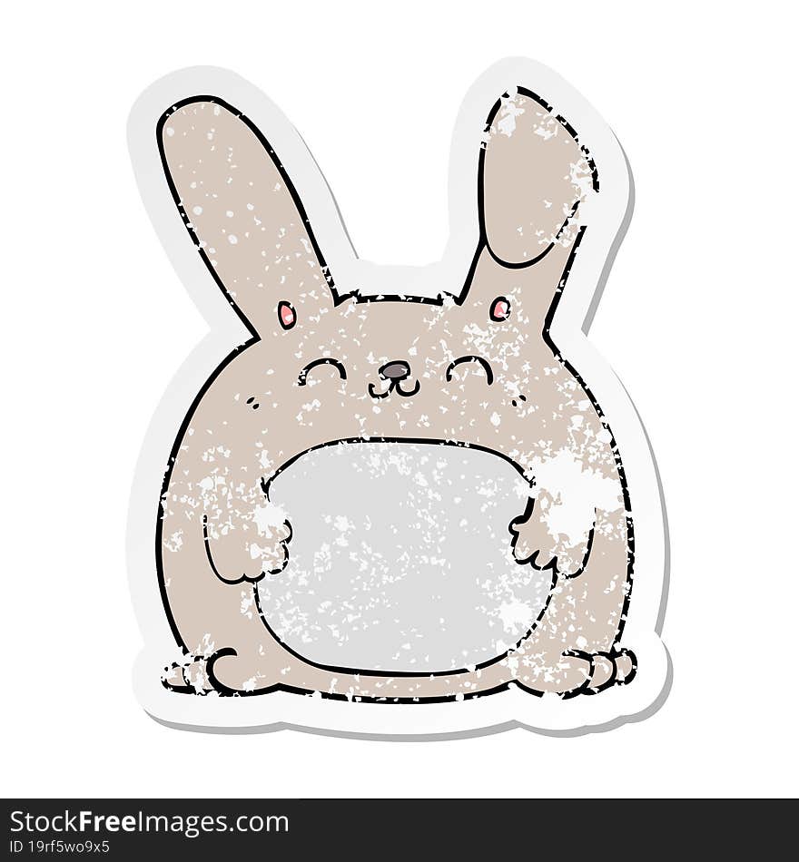 Distressed Sticker Of A Cartoon Rabbit