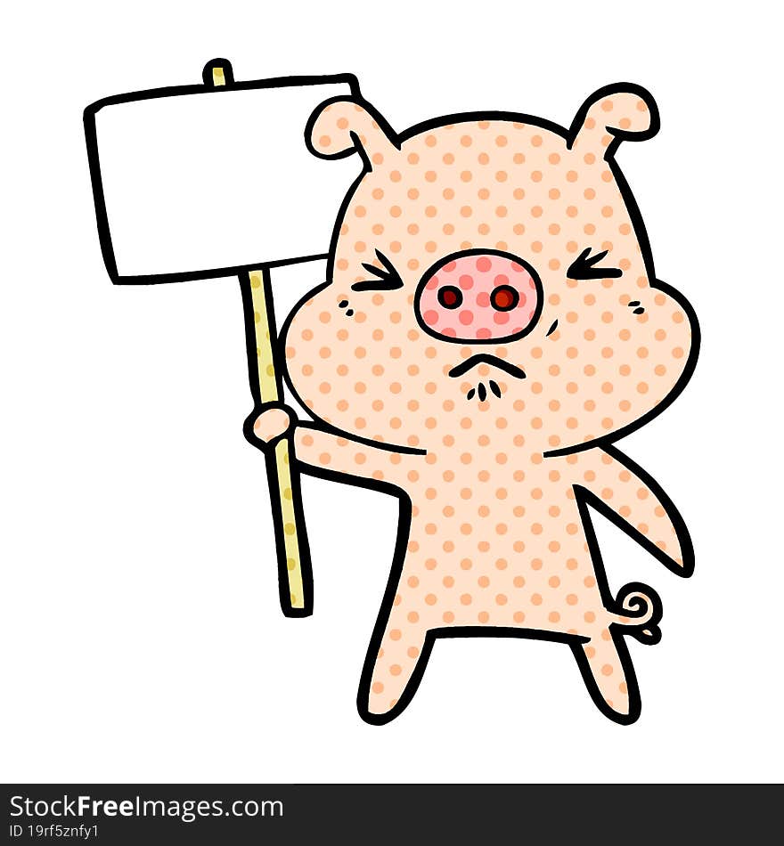 cartoon angry pig. cartoon angry pig